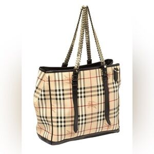 🔥Burberry Beige/Dark Brown Haymarket
Check Coated Canvas And Leather Bag🔥